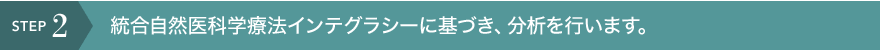 STEP2 統合自然医科学療法インテグラシーに基づき、分析を行います。